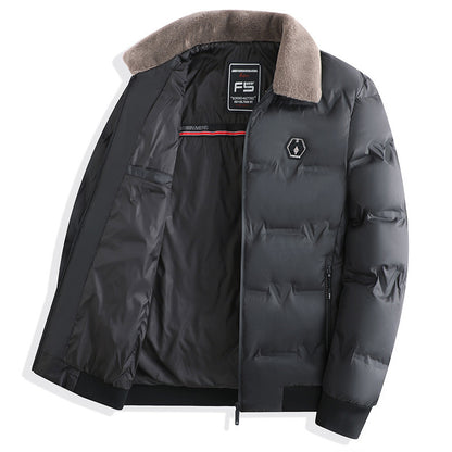 Winter Cotton-padded Coat Men's Short Fur Collar All-matching Warm